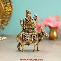 Premium Brass Shiva Sitting On Nandi - 6 Inch Height