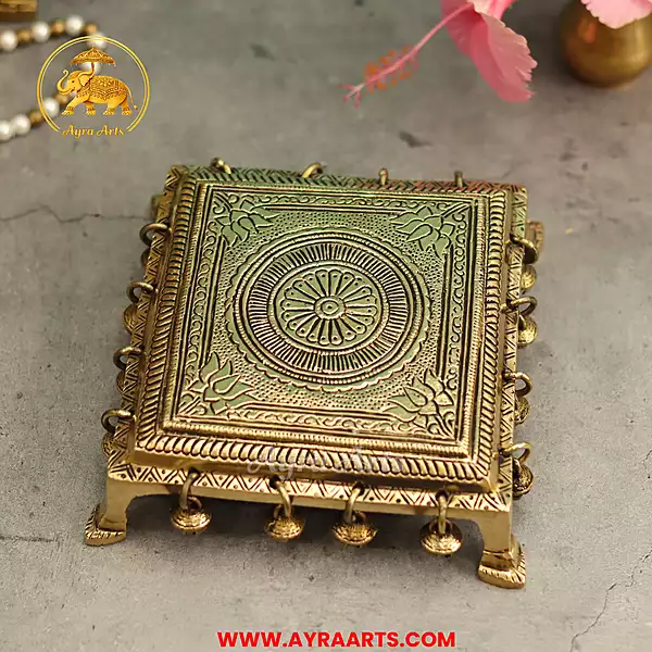 Brass Chowki With Ghungroo - 7 Inch Length