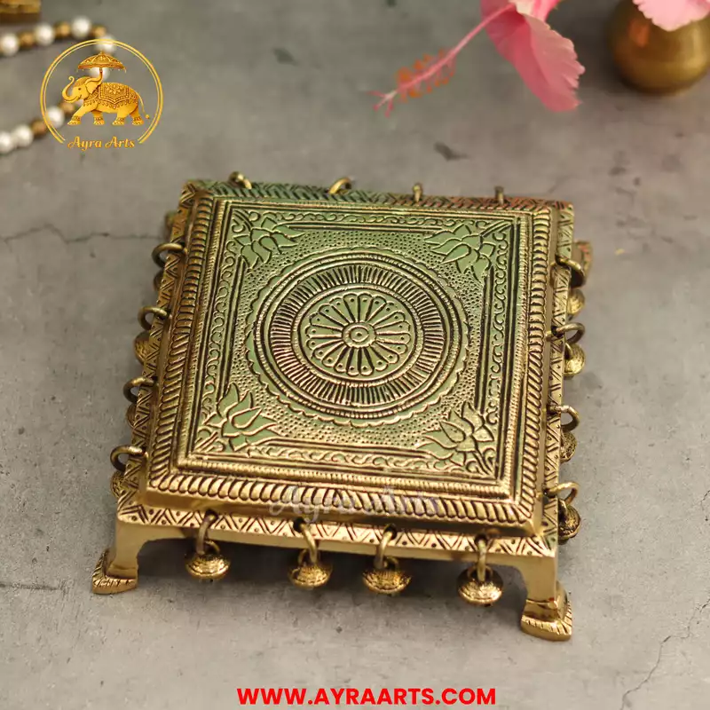 Brass Chowki With Ghungroo - 7 Inch Length