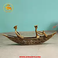 Brass Dockra Art Sealing Boat For Gift And Home Decor - 12.5 Inch Length