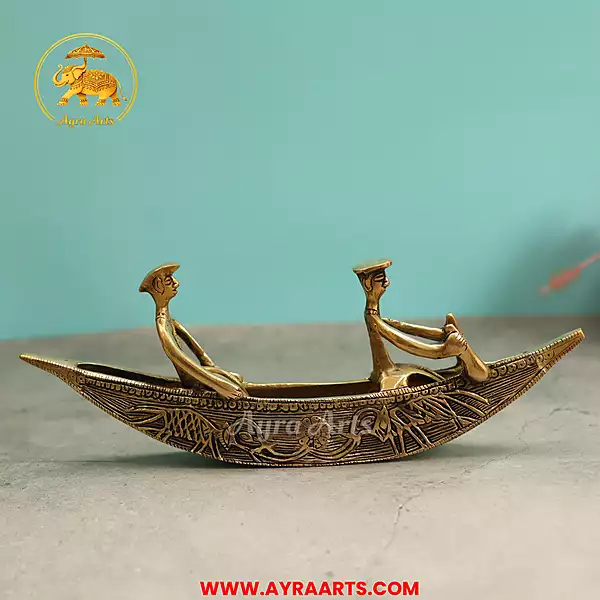 Brass Dockra Art Sealing Boat For Gift And Home Decor - 12.5 Inch Length