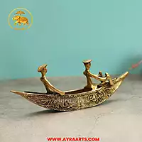 Brass Dockra Art Sealing Boat For Gift And Home Decor - 12.5 Inch Length