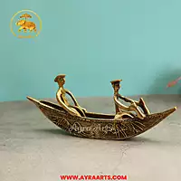 Brass Dockra Art Sealing Boat For Gift And Home Decor - 12.5 Inch Length