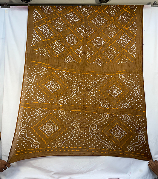 Kala Sanskruti All Over Rust Color Cotton Bandhani Saree 6.5M with Blouse Piece Elegant Traditional Wear Saree for Women