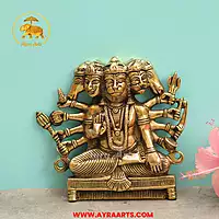 Lord Panchmukkhi Hanuman Brass Wall Hanging Plate - 7.5 Inch Height