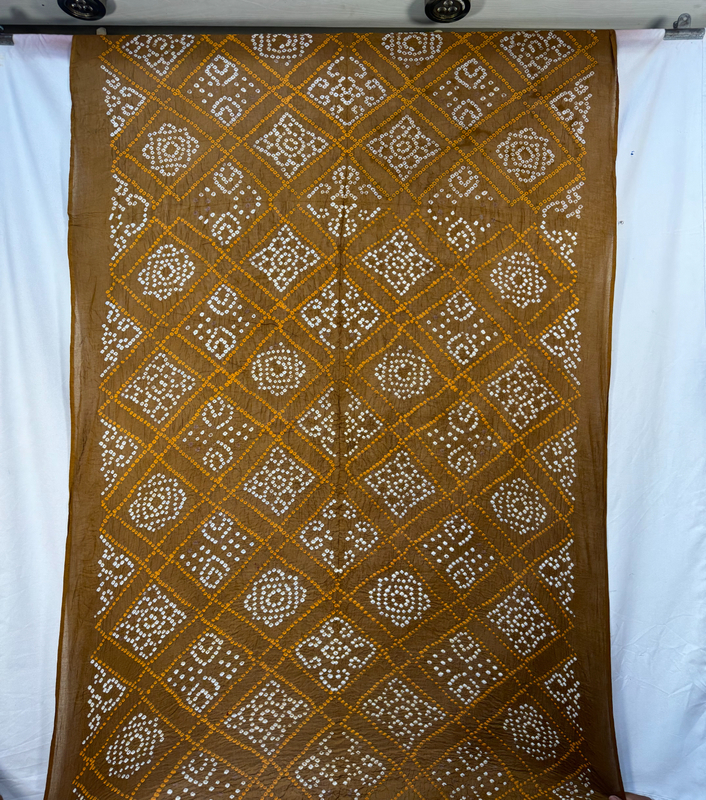 Kala Sanskruti All Over Rust Color Cotton Bandhani Saree 6.5M with Blouse Piece Elegant Traditional Wear Saree for Women