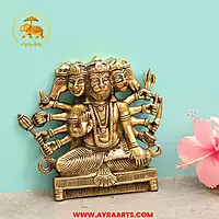 Lord Panchmukkhi Hanuman Brass Wall Hanging Plate - 7.5 Inch Height