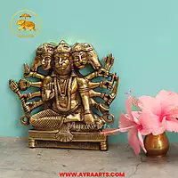 Lord Panchmukkhi Hanuman Brass Wall Hanging Plate - 7.5 Inch Height