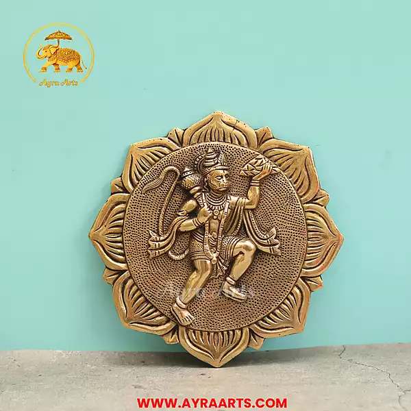 Brass Hanuman Wall Hanging - 7.5 Inch Height