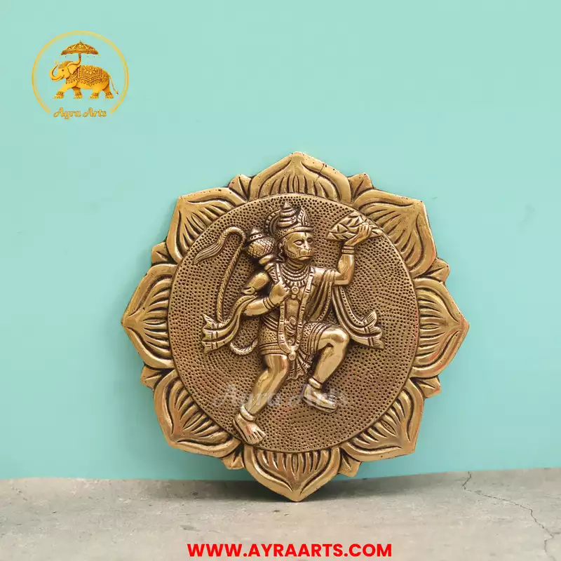 Brass Hanuman Wall Hanging - 7.5 Inch Height