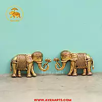 Brass Elephant Wall Mount Set - 3 Inch Height