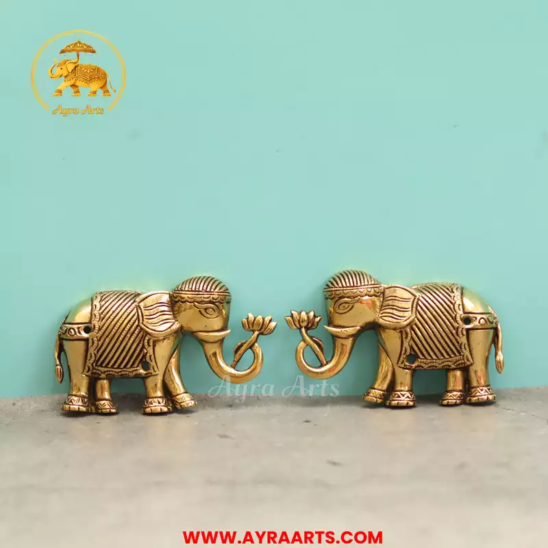 Brass Elephant Wall Mount Set - 3 Inch Height