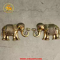 Brass Elephant Wall Mount Set - 3 Inch Height