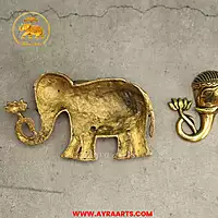 Brass Elephant Wall Mount Set - 3 Inch Height