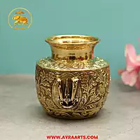Brass Shank Chakra Namah Kalash Lota - 5 Inch Height