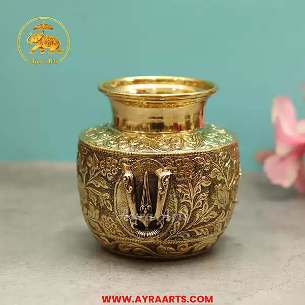 Brass Shank Chakra Namah Kalash Lota - 5 Inch Height