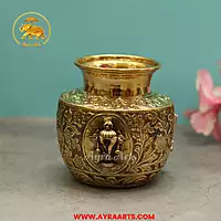 Brass Shank Chakra Namah Kalash Lota - 5 Inch Height