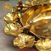 Brass Lotus Urli With Butterfly Bird - 14 Inch Length