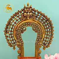 Brass Prabhavali Thiruvachi Mandap Makarathoranam with Stand - 12.5 Inch Height