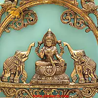 Brass Gaja Lakshmi Wall Hanging Plate - 16 Inch Height