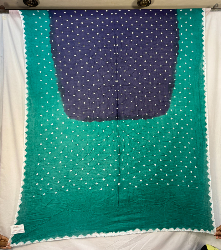 Kala Sanskruti Blue & Ram – Color Cotton Bandhani Saree – 6.5M with Blouse Piece – Elegant Traditional Wear Saree for Women