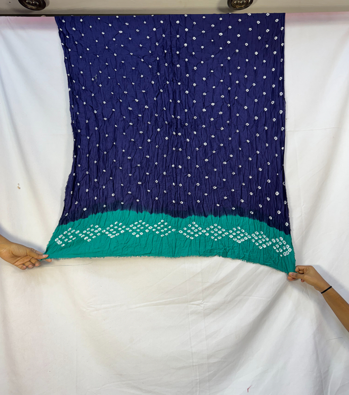 Kala Sanskruti Blue & Ram – Color Cotton Bandhani Saree – 6.5M with Blouse Piece – Elegant Traditional Wear Saree for Women