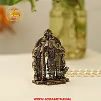 Premium Brass Kumara Swami Murugan Subramanya Kartikeya Skanda With Prabhavali Arch - 3 Inch Height