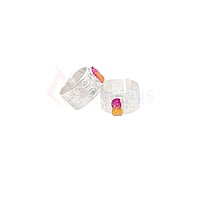 Silver Toe ring, Metti with Pink Enamel Design