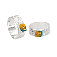 Silver Toe rings, Metti with Enamel Design