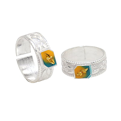 Silver Toe rings, Metti with Enamel Design Silver Toe rings, Metti with Enamel Design