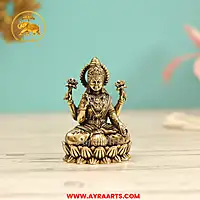 Premium Brass Lakshmi Idol Sitting on Lotus - 3 Inch Height