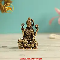 Premium Brass Lakshmi Idol Sitting on Lotus - 3 Inch Height