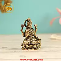 Premium Brass Lakshmi Idol Sitting on Lotus - 3 Inch Height