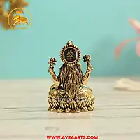 Premium Brass Lakshmi Idol Sitting on Lotus - 3 Inch Height