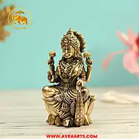Premium Brass Lakshmi sitting on Lotus  - 4.2 Inch Height