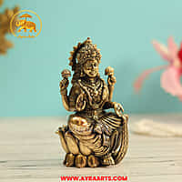 Premium Brass Lakshmi sitting on Lotus  - 4.2 Inch Height