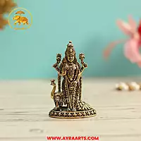 Premium Brass Subramanya Murugan Kartikeya Skanda Vel Ayya Swamy Murti Pooja Idol - 3 Inch Height
