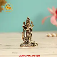 Premium Brass Subramanya Murugan Kartikeya Skanda Vel Ayya Swamy Murti Pooja Idol - 3 Inch Height