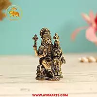 Premium Brass Lakshmi Narasimha Lakshmi Devi Narasimha Swamy Murti Blessing Pooja Idol - 3 Inch Height