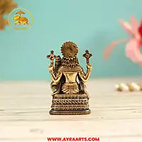 Premium Brass Lakshmi Narasimha Lakshmi Devi Narasimha Swamy Murti Blessing Pooja Idol - 3 Inch Height
