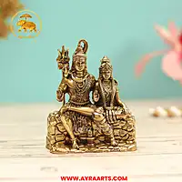 Premium Brass Shiva Parvati Uma Maheshwara Shankar Gauri Blessing Murti Pooja Idol - 3.5 Inch Height
