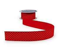 Polka Dot Ribbon - Red with White-Red-2.5 cms-10 yards