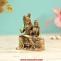 Premium Brass Shiva Parvati Uma Maheshwara Shankar Gauri Blessing Murti Pooja Idol - 3.5 Inch Height