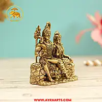 Premium Brass Shiva Parvati Uma Maheshwara Shankar Gauri Blessing Murti Pooja Idol - 3.5 Inch Height
