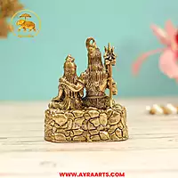 Premium Brass Shiva Parvati Uma Maheshwara Shankar Gauri Blessing Murti Pooja Idol - 3.5 Inch Height