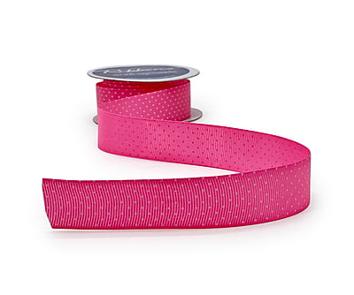 Polka Dot Ribbon - Pink with White-DeepPink-2.5 cms-10 yards
