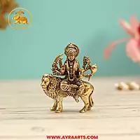 Premium Brass Durga Devi Mahishasura Mardini Navadurga Vijayadasami Pooja Murti - 3 Inch Height