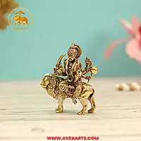 Premium Brass Durga Devi Mahishasura Mardini Navadurga Vijayadasami Pooja Murti - 3 Inch Height