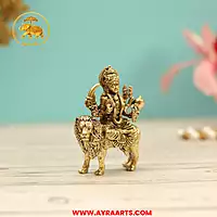 Premium Brass Durga Devi Mahishasura Mardini Navadurga Vijayadasami Pooja Murti - 3 Inch Height