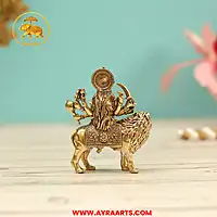 Premium Brass Durga Devi Mahishasura Mardini Navadurga Vijayadasami Pooja Murti - 3 Inch Height